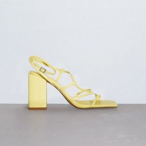 Heeled Square Toe Ankle Strap Sandal